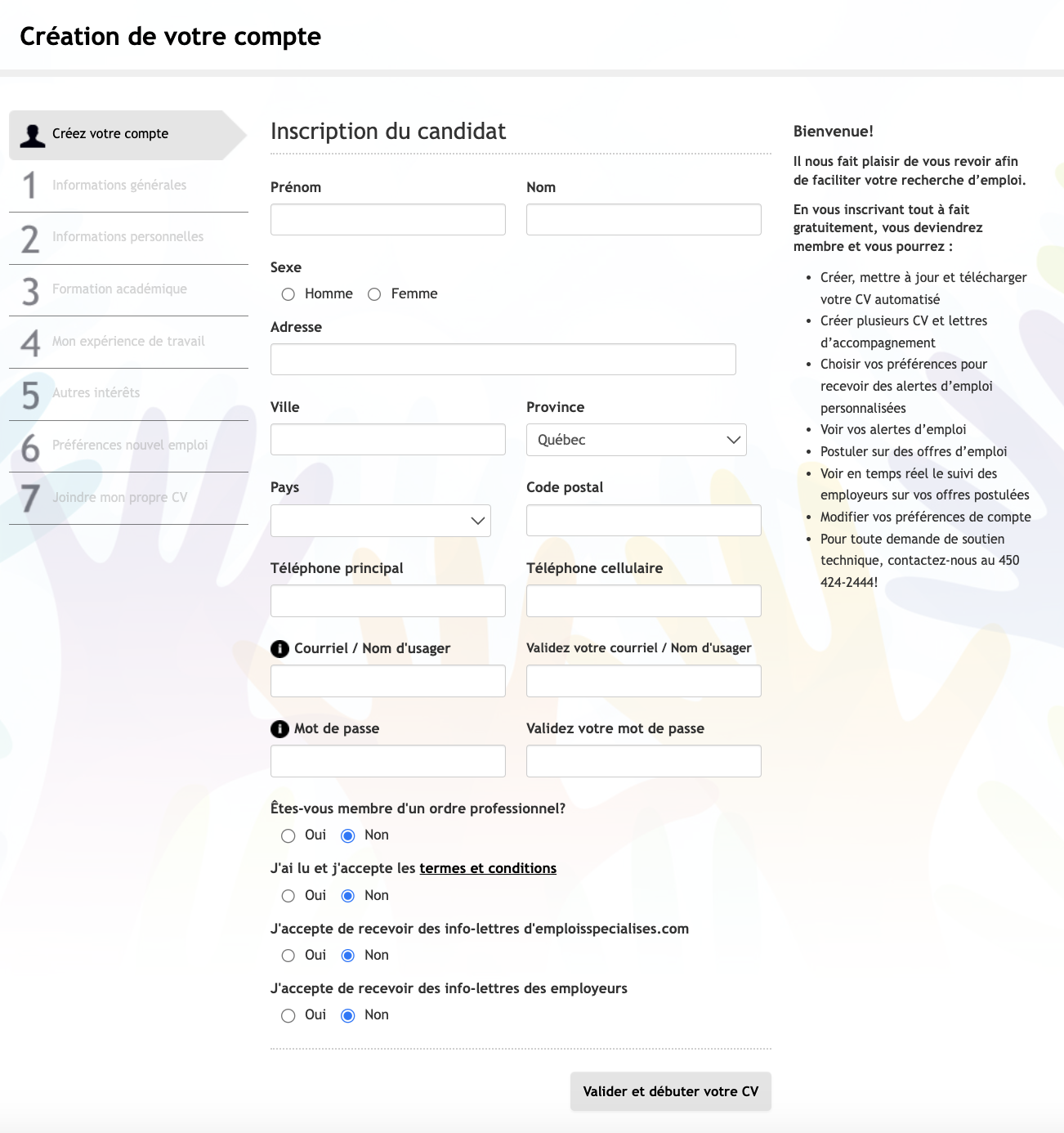 Image du formulaire du CV automatisé